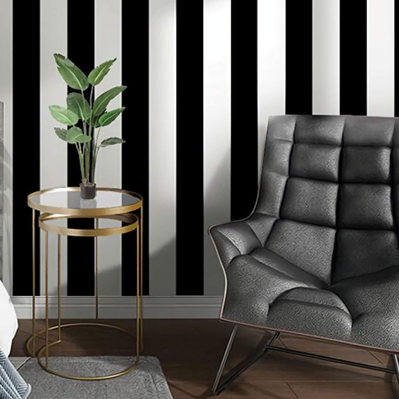 Guvana Stripe Black and White Peel and Stick Wallpaper Self-Adhesive Wallpaper 118"x17.7" Removable Contact Paper Waterproof Wall Paper Decorative Wall Covering Cabinets Shelves Drawer Liner Vinyl - Image 1